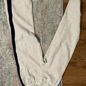 Brandy Light Gray Sweatpants with Navy Side Stripe